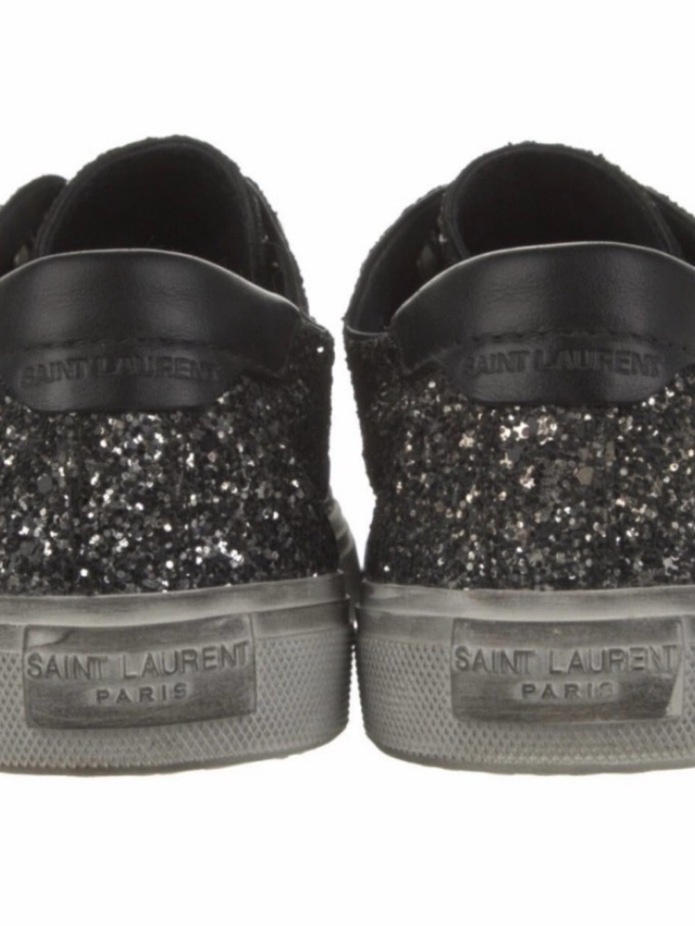 Saint Laurent Black Glitter Lace-Up Sneakers - Picture 2 of 4